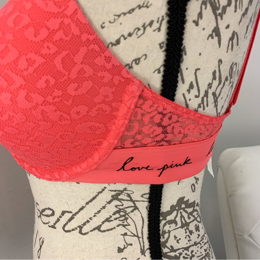 Victoria’s Secret PINK Wear Everywhere Lightly Lined T-Shirt Bra Coral 34C - Picture 3 of 9